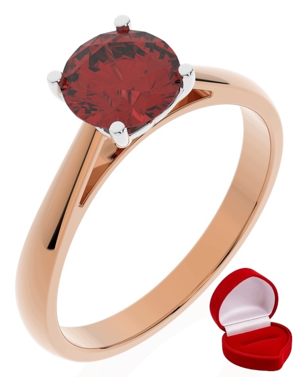 Zlatý Prstýnek 585 14k Rubín 1 ct Růžové Zlato R25