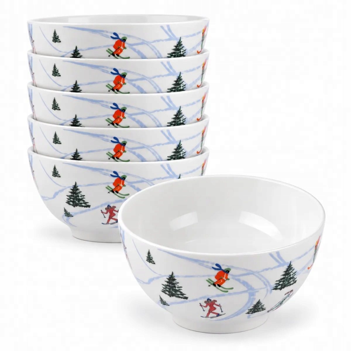Misky 14 cm porcelánové saláty 700 ml polévky Altom Design Lyžaři 6 ks