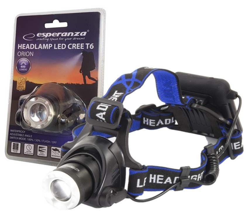 Latarka Czołowa Czołówka Led Cree T6 Esperanza 600LM Wodoodporna 3 Tryby