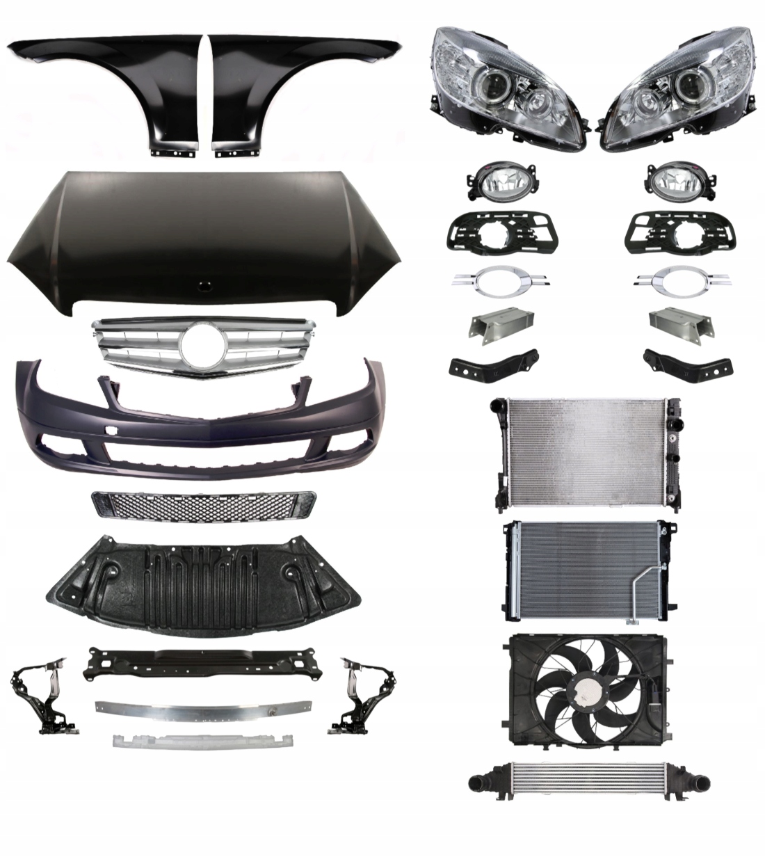 Mercedes Benz Klasa C W204 07-11 Maska Pas ZESTAW CZĘŚCI