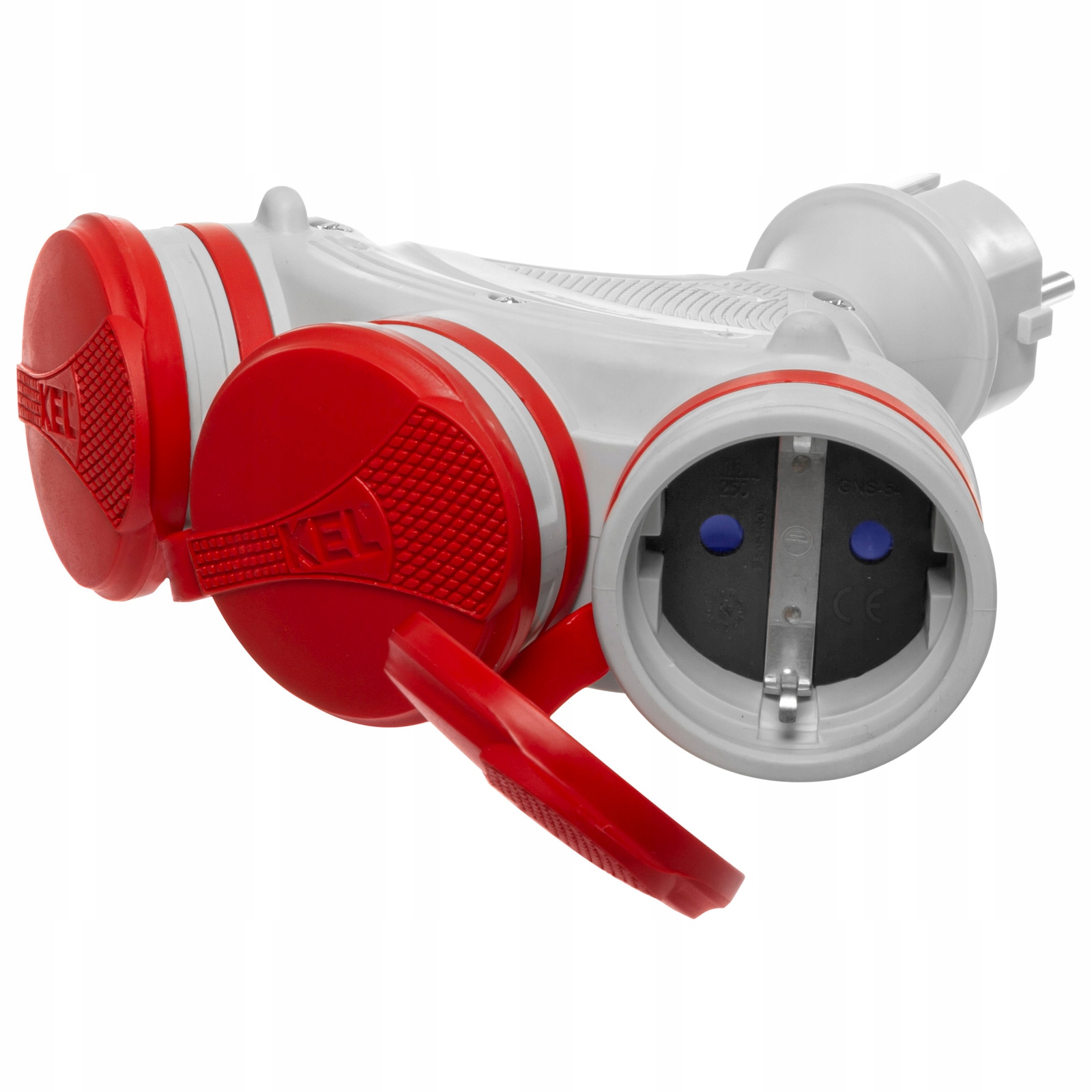 Rozbočka šedo-červený R-X3/44S IP44 3×2P+Z 16A 250V Schuko