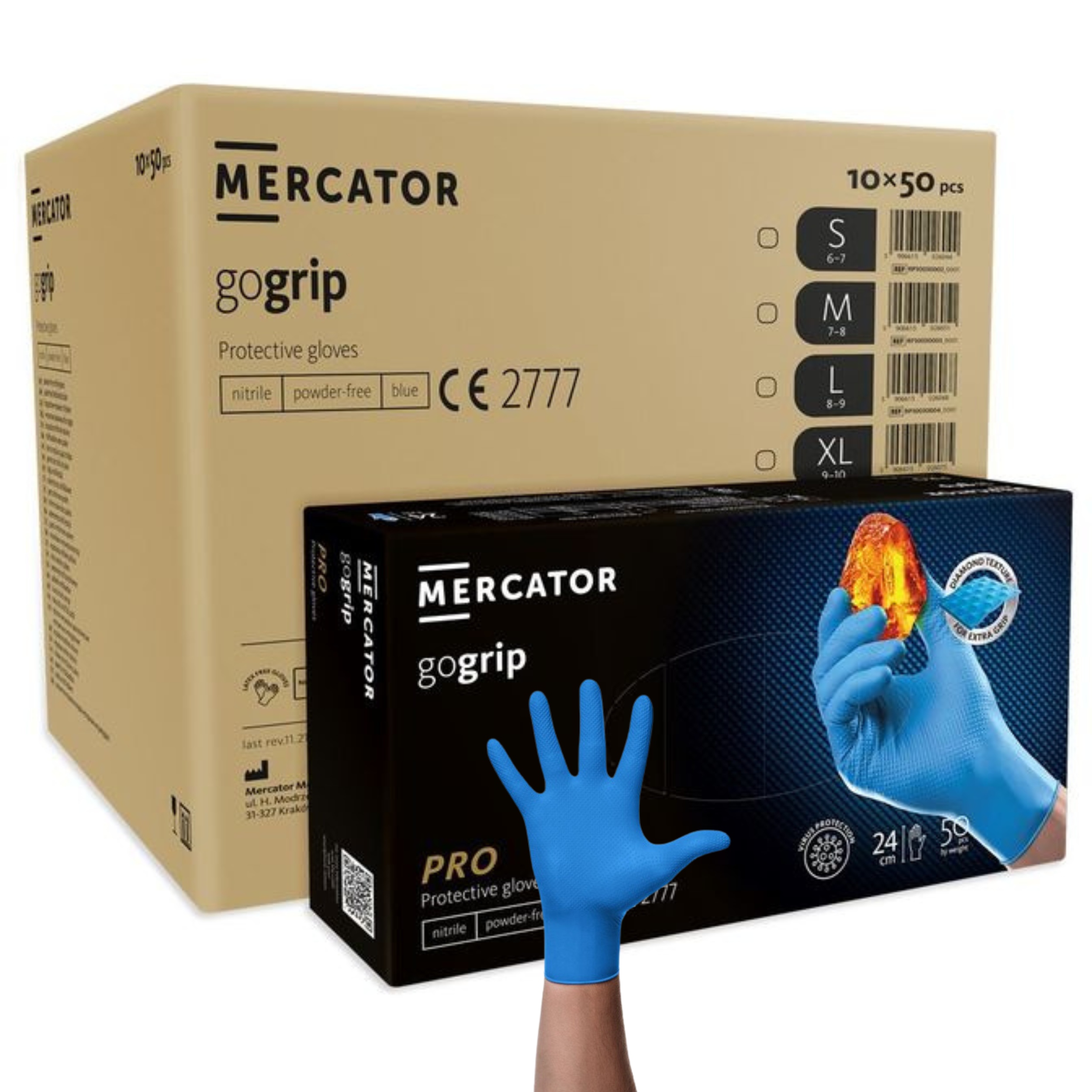 Rękawice rękawiczki nitrylowe MOCNE GRIP BLUE x10