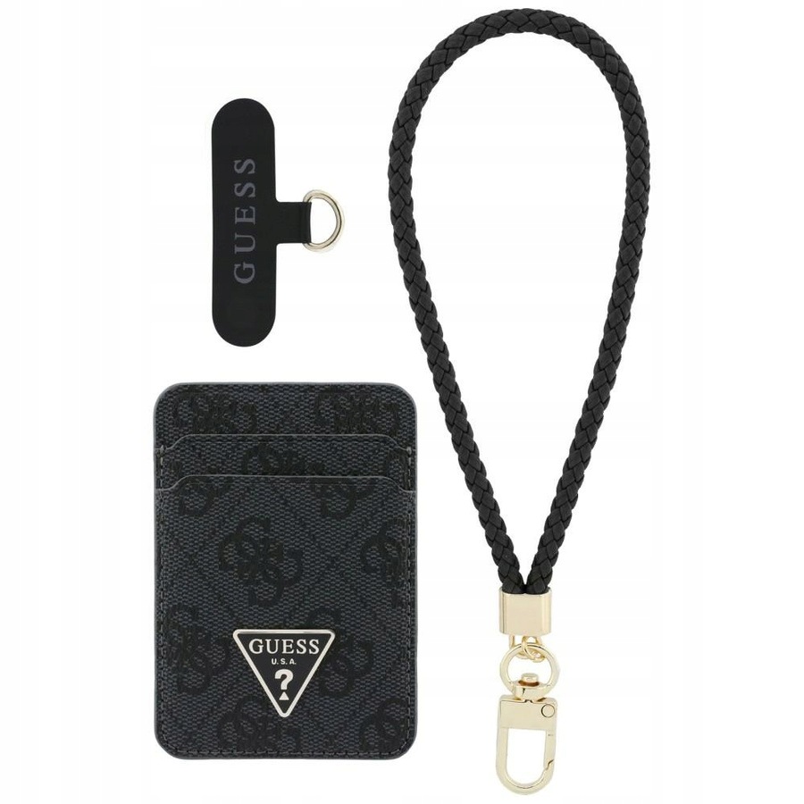 Guess Triangle MagSafe sada peněženka ruční popruh černá