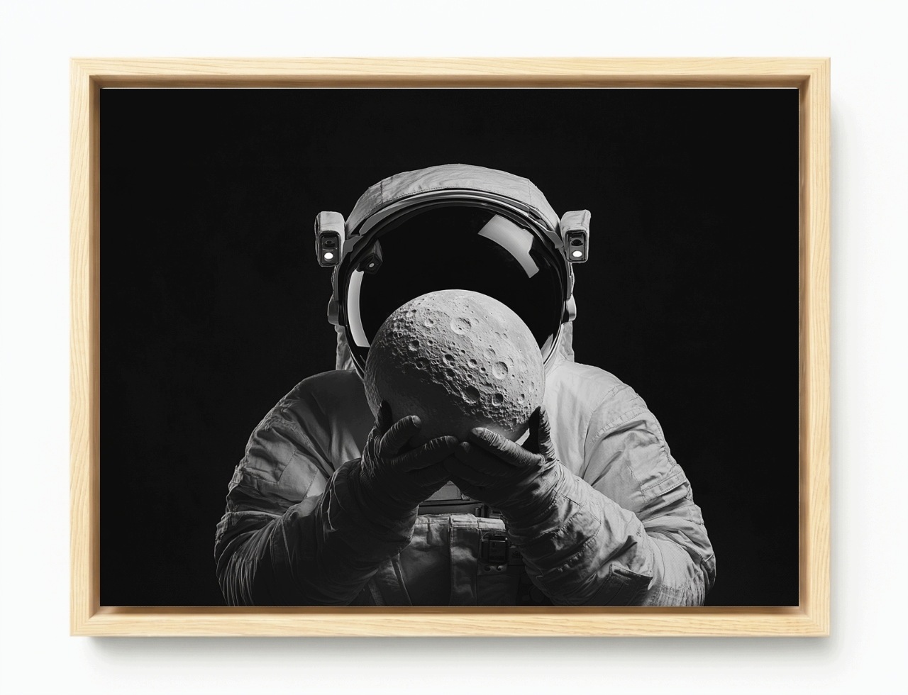 Obraz Rám Americká Krabička Portrét Astronauta Měsíc Vesmír B&w Věda 100x75