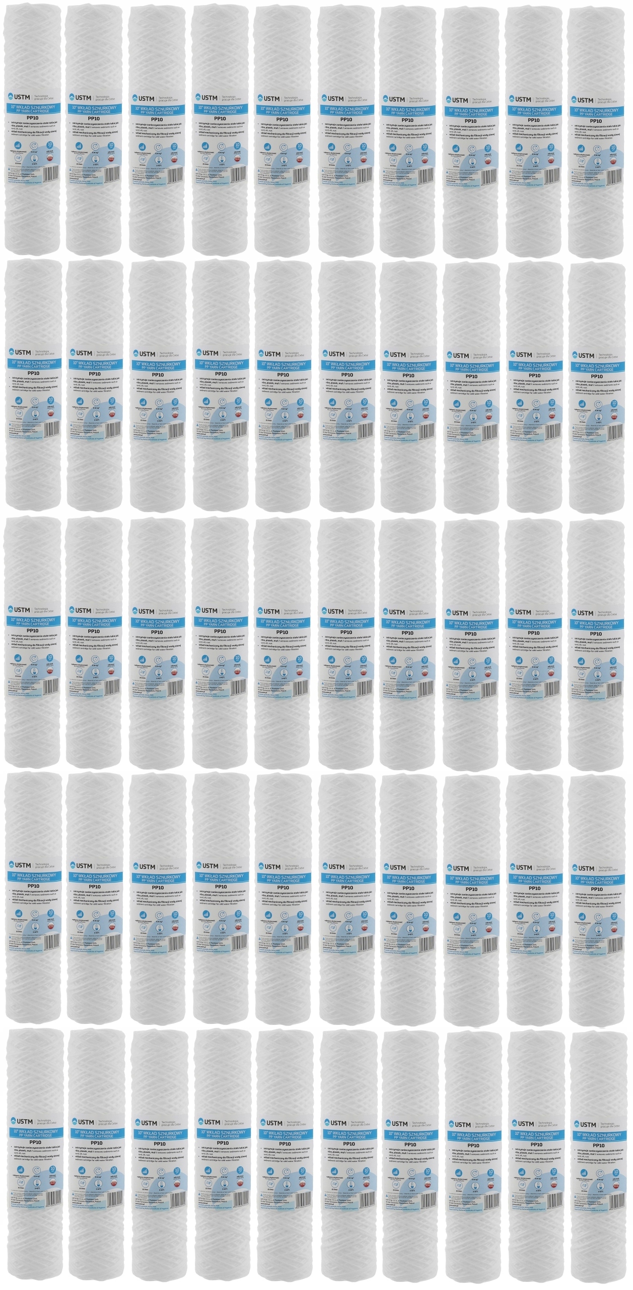 50 x Filtr Na Vodu Filtrační Vložka Provázková 10" 10 mikronů Ustm