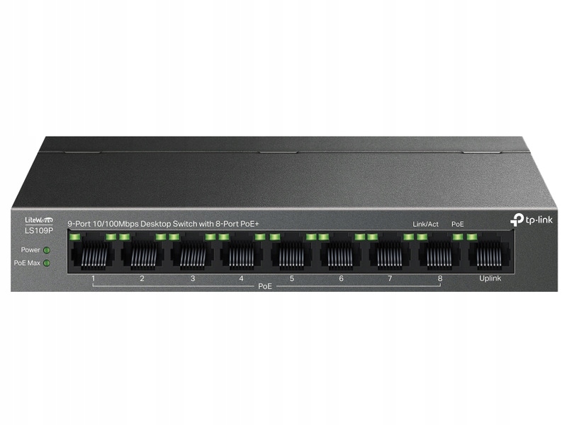 Switch niezarządzalny TP-Link LS109P 9x100 8x PoE+ 63W