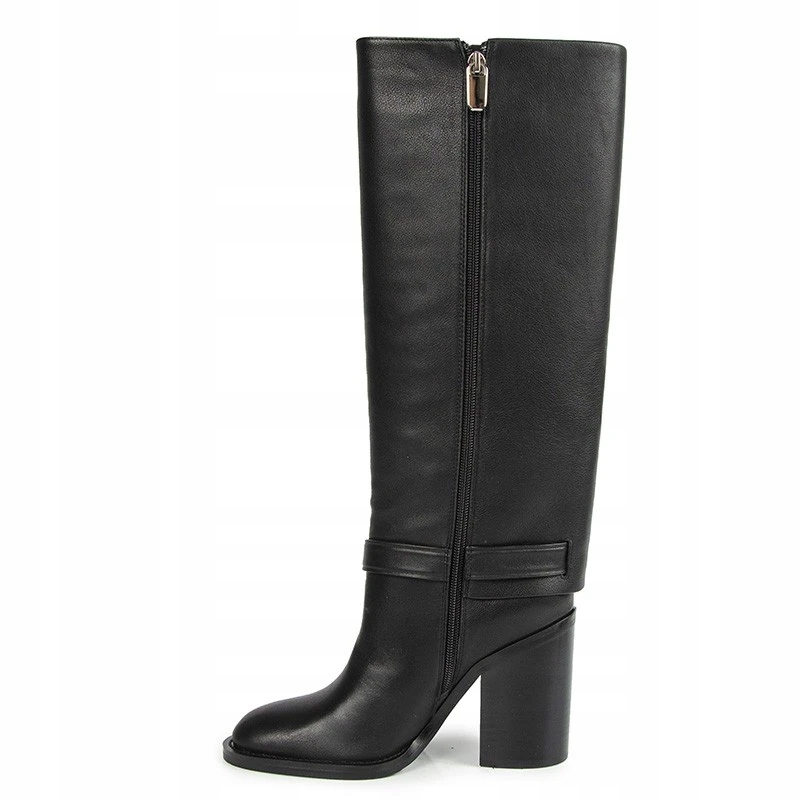 CARINII B9941 KOZAKI SŁUPEK SKÓRA LICO CZARNE 37 Oryginalne opakowanie producenta pudełko