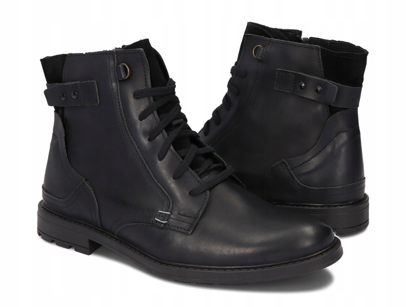 BUTY MĘSKIE SZTYBLETY OCIEPLANE PL SKÓRA 856 CZ 45 Kolekcja ZIMOWA