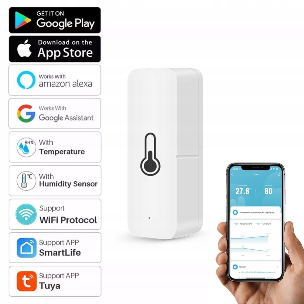 

Termometr Higrometr WiFi Tuya Alexa Smart Home