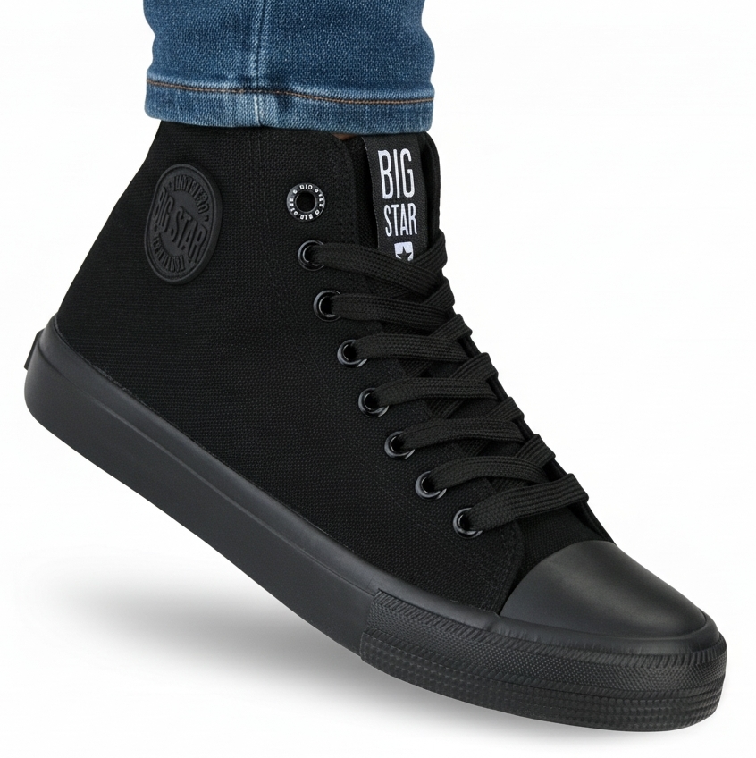 Trampki męskie materiałowe klasyczne Big Star wysokie FF174550 czarne 44