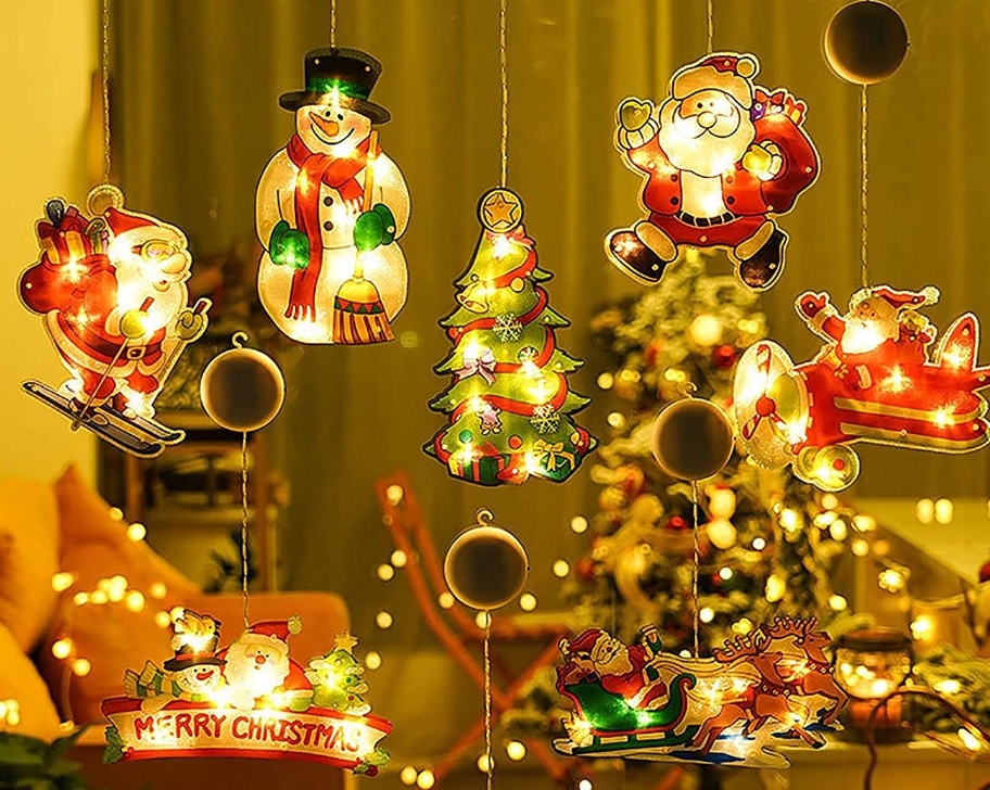 MIKOŁAJ OZDOBA ŚWIĄTECZNA LED OKNO FOLIA LAMPKI BIAŁY CIEPŁY RENIFER Marka inna