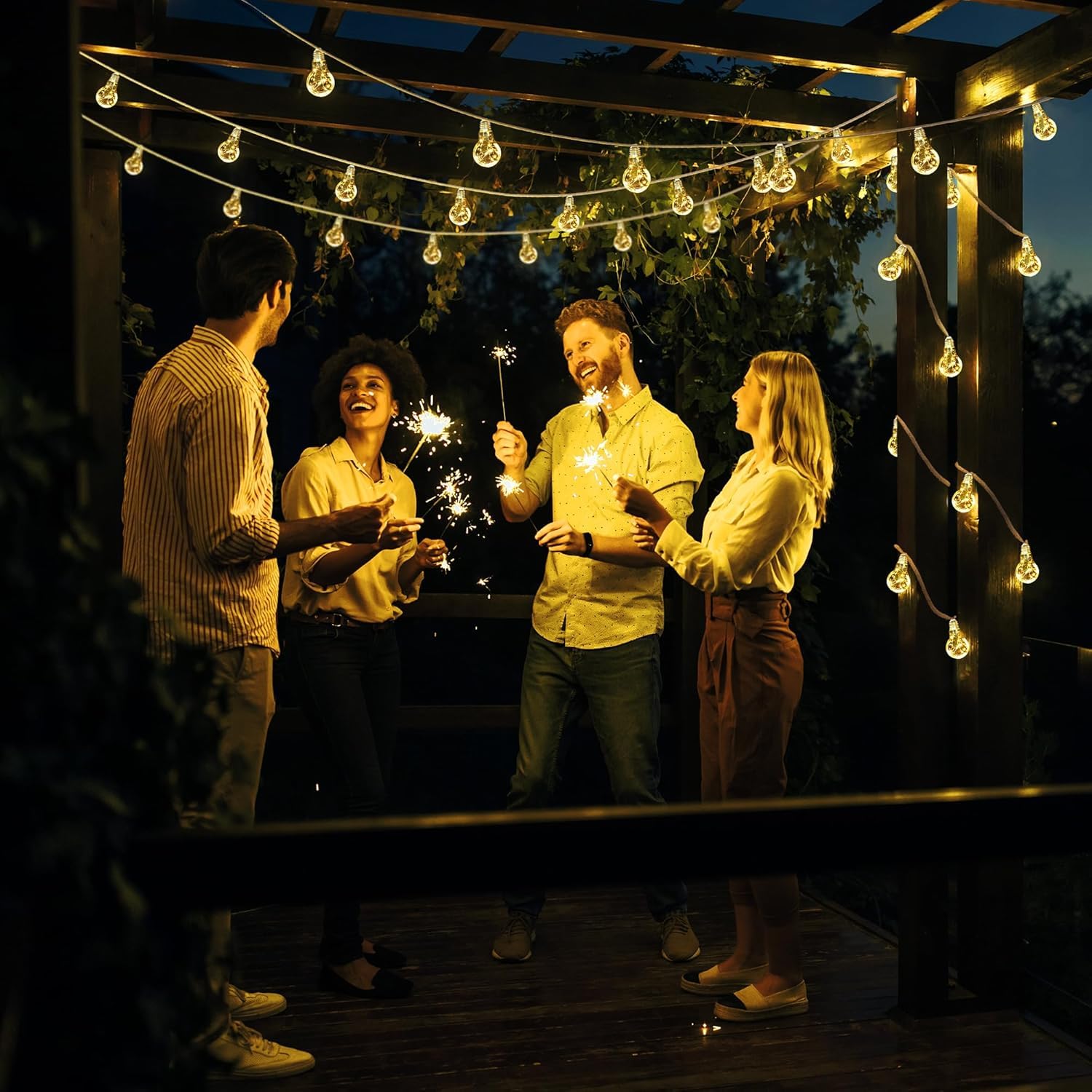 JOOMER Solarna Girlanda Zewnętrzna 75M 16 LED Żarówki Ogród Vintage — miniatura 7