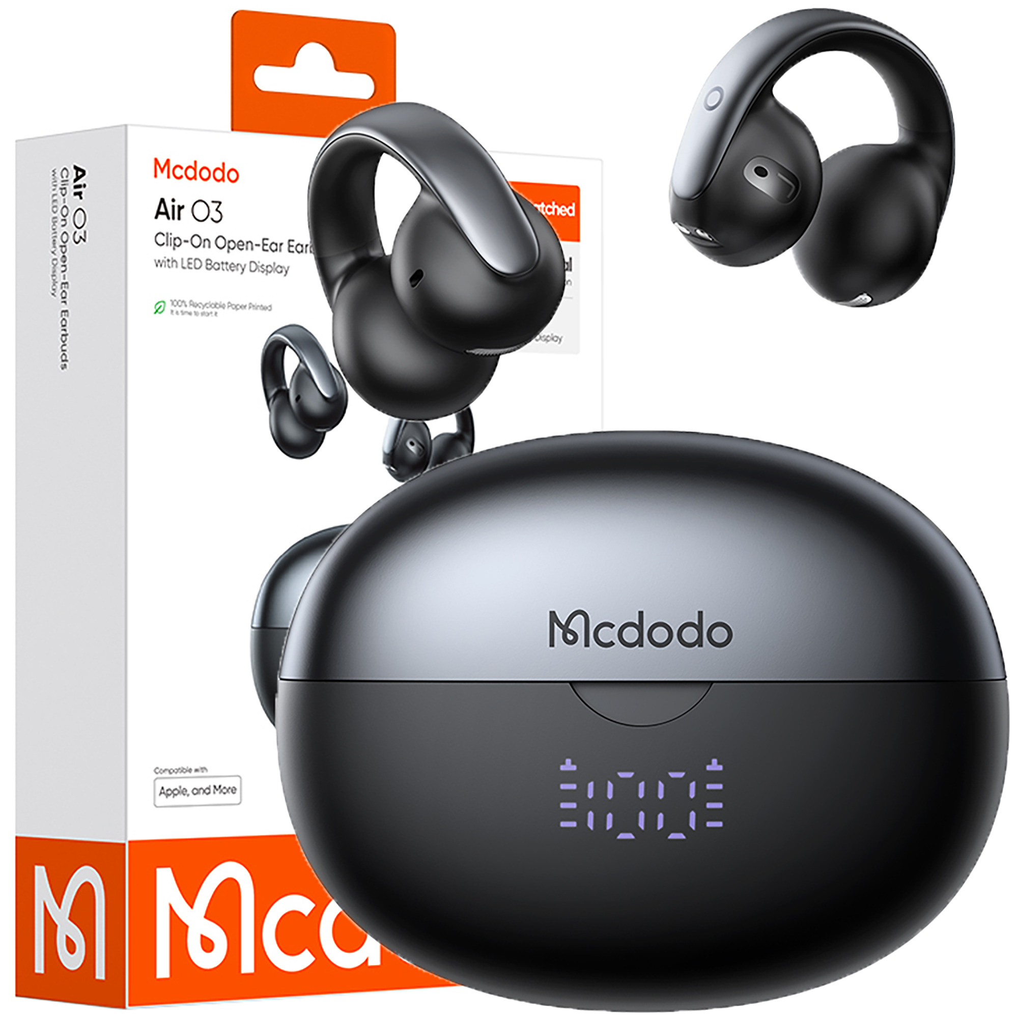Mcdodo Bezdrátová Sluchátka Do Uší Bluetooth 5.4 S Mikrofonem Pouzdro Clip