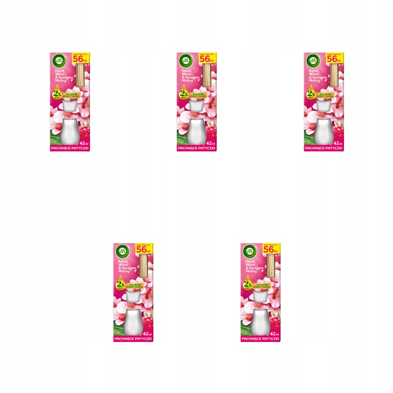 Air Wick Vonné tyčinky Višňový Květ a šťavnaté maliny 42 ml X5