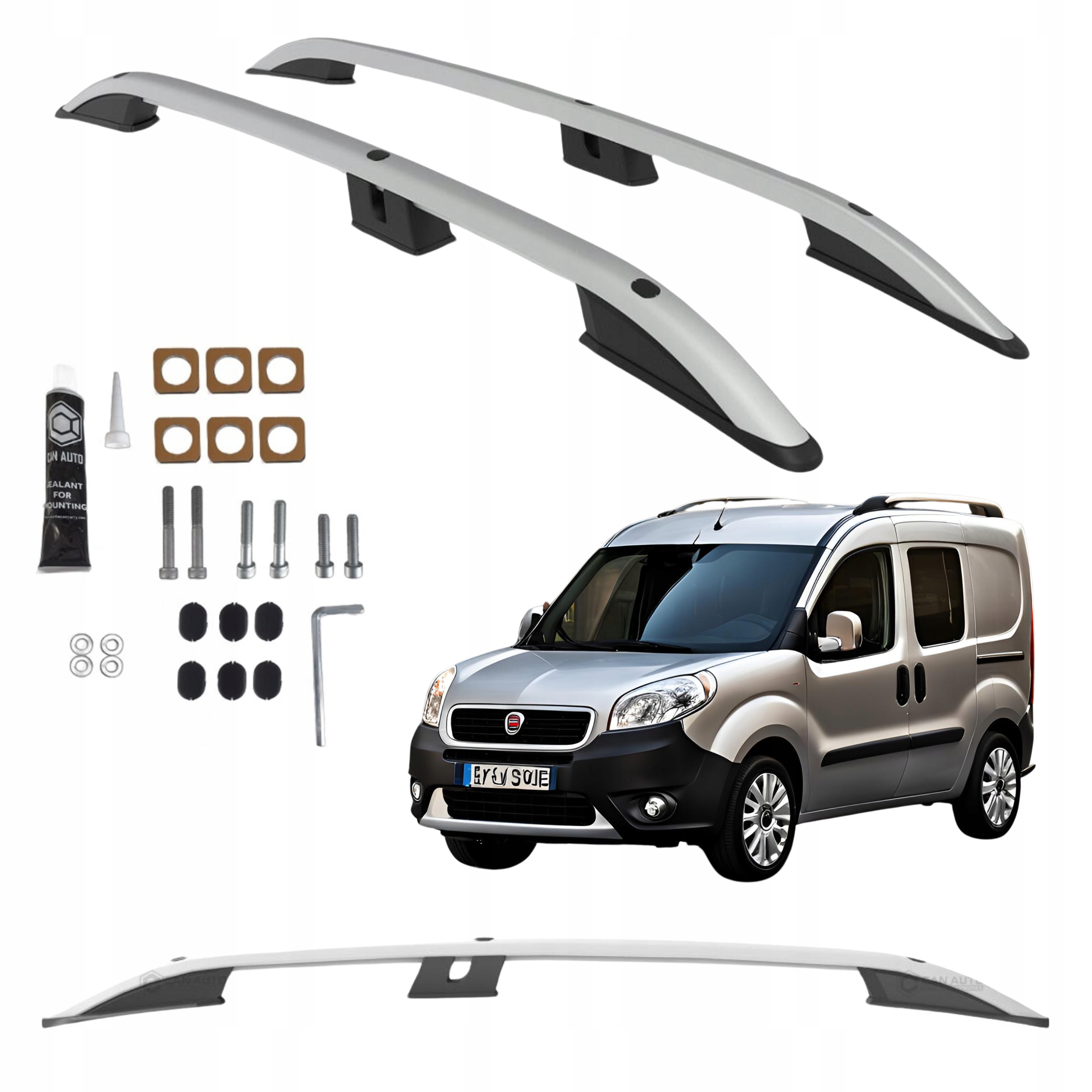 Střešní nosiče Fiat Doblo Od 2010-2022 L1 Krátké Short Stříbrné