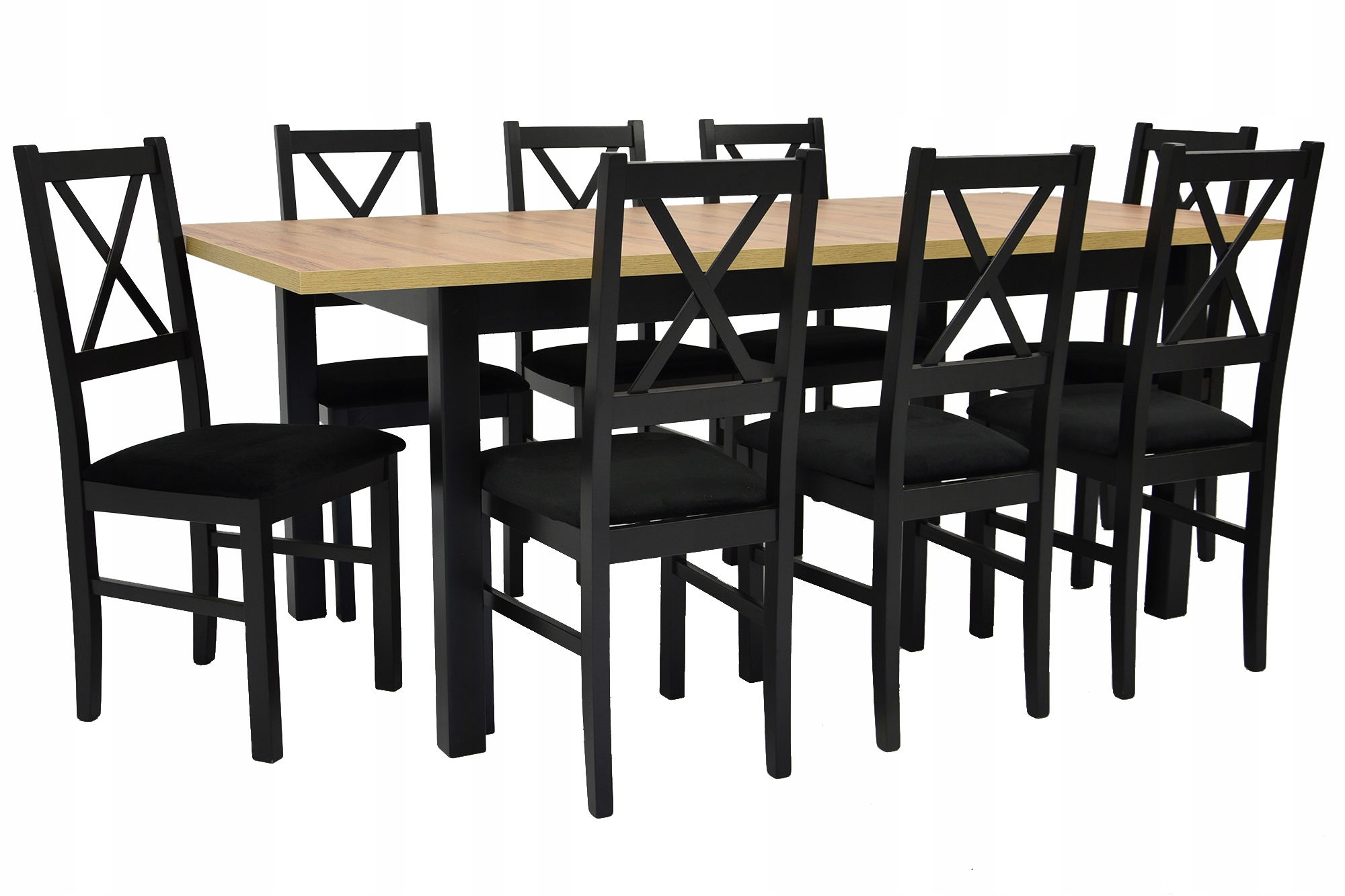 8 krzeseł i stół rozkładany 90x160/200 cm WOTAN