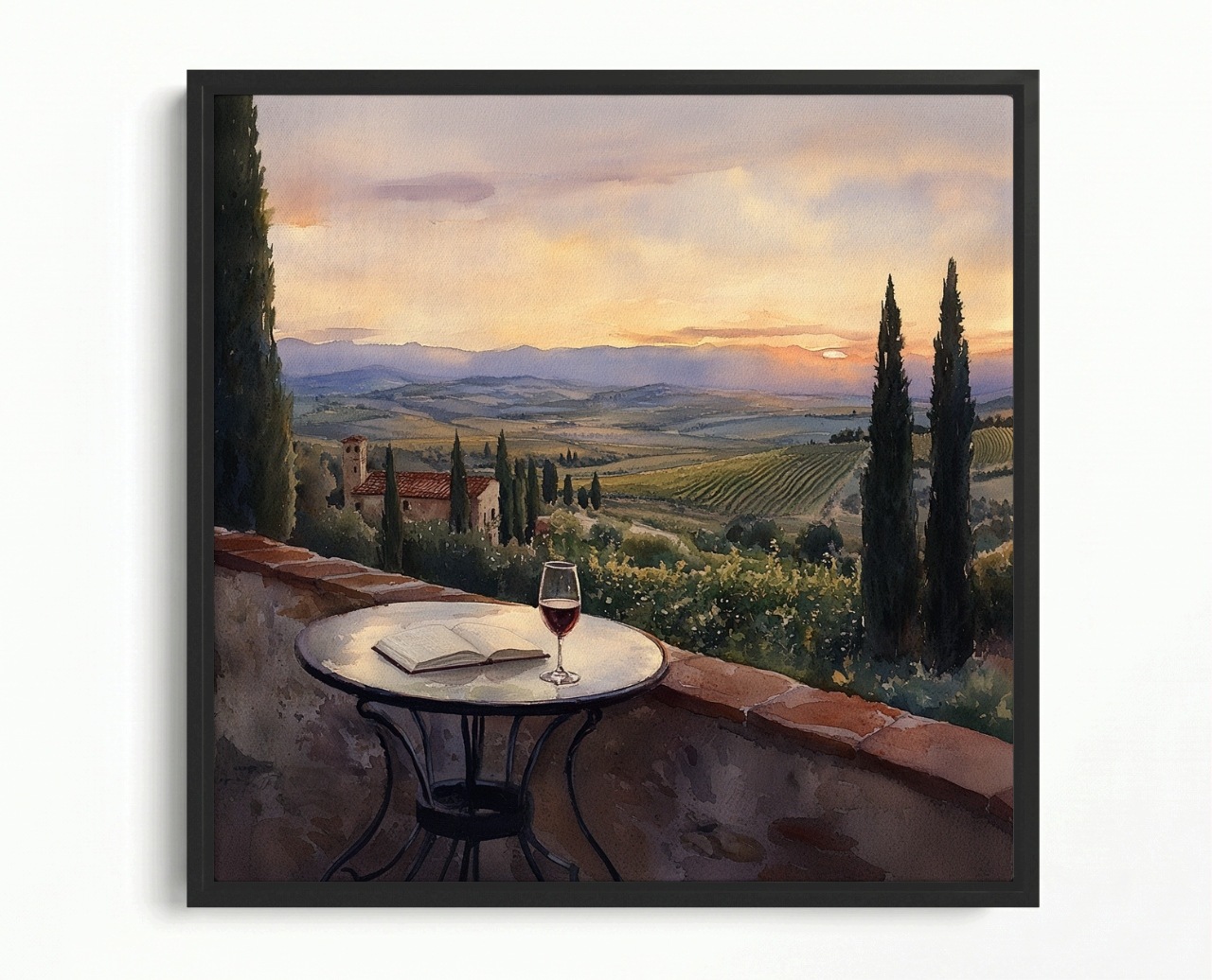 Obraz Rám American Box Krajina Taliansko Toskánsko Terasa Víno Chianti 60x60