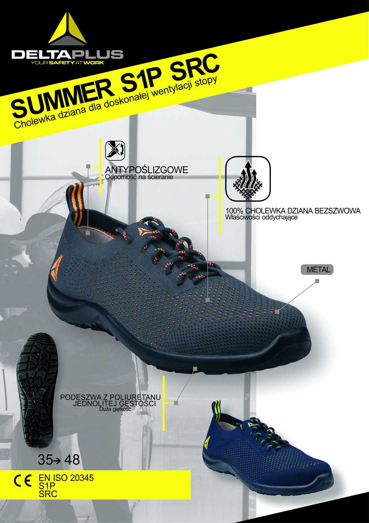 LETNIE BUTY ROBOCZE SUMMER S1P SRC DELTA PLUS 43 Rozmiar obuwia 43