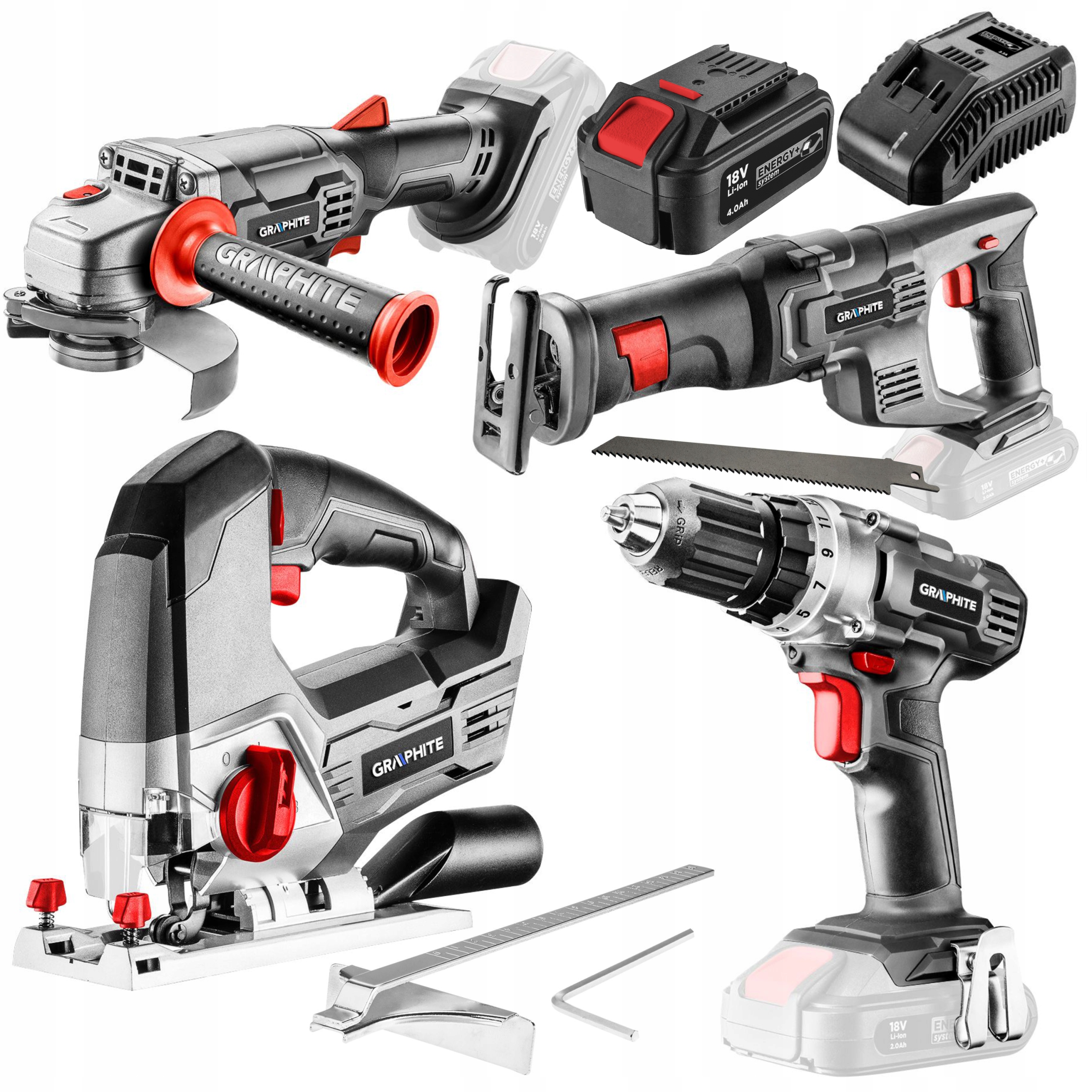GRAPHITE шуруповерт шлифовальный станок лобзик пила + 4Ah