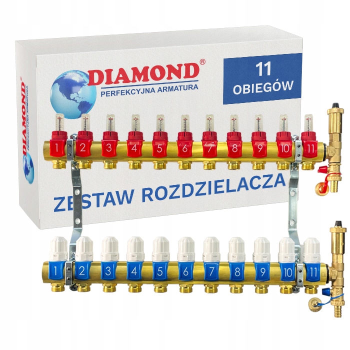 Rozdzielacz Ogrzewania Podłogowego Podłogówki 11 Obwodów Sekcji Diamond