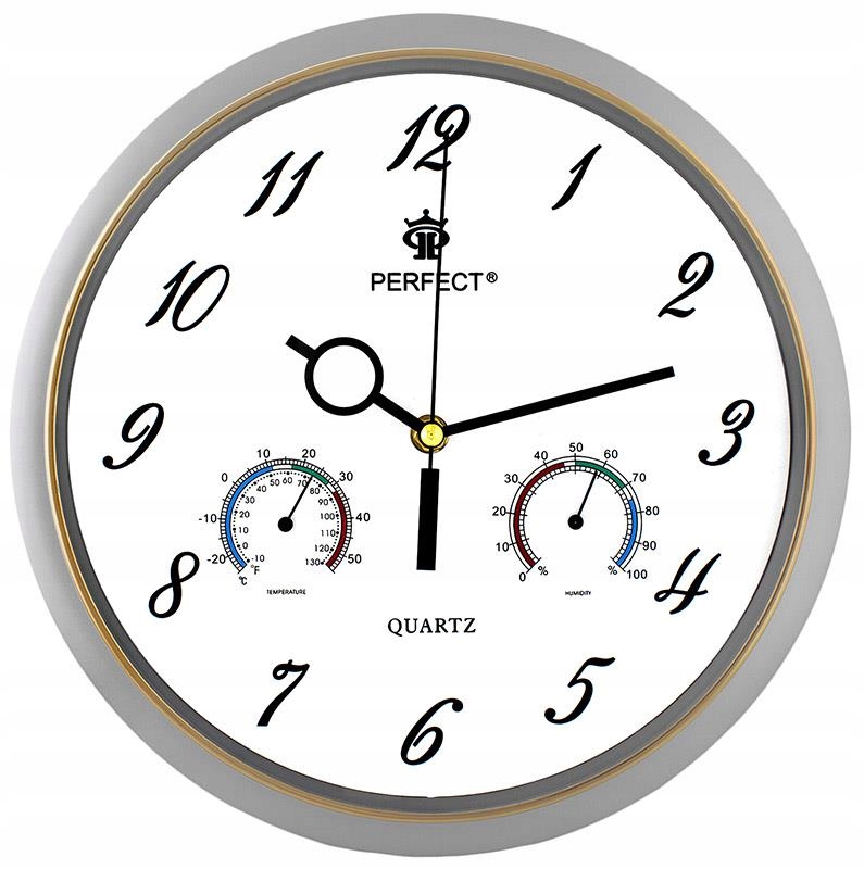 Analogowy Termometr Higrometr Zegar PERFECT 30cm
