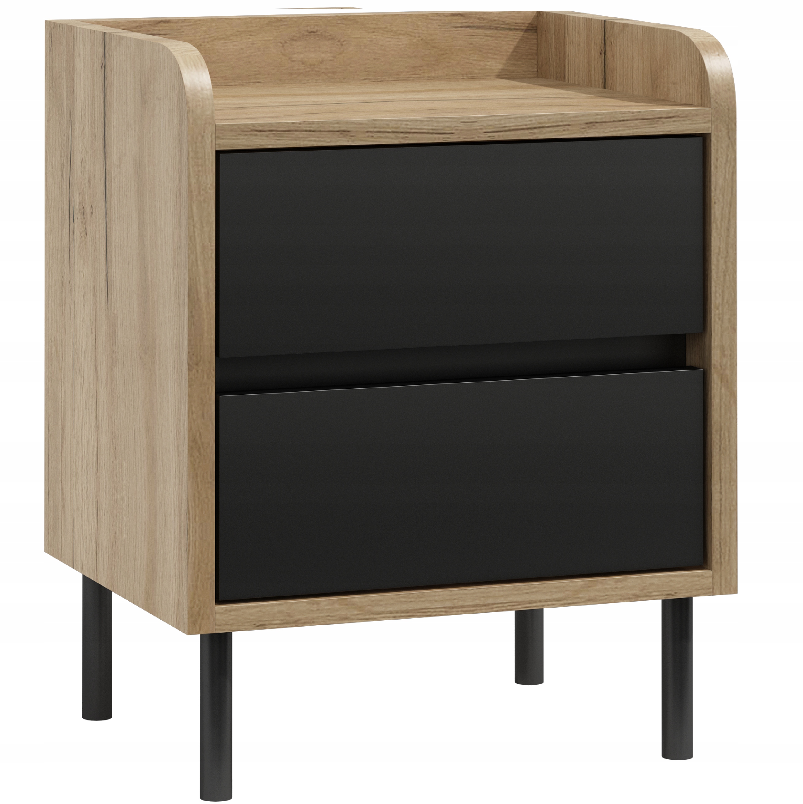 Noční Stolek N9 Komoda Craft Zlatý MIX Černá Přední Strana