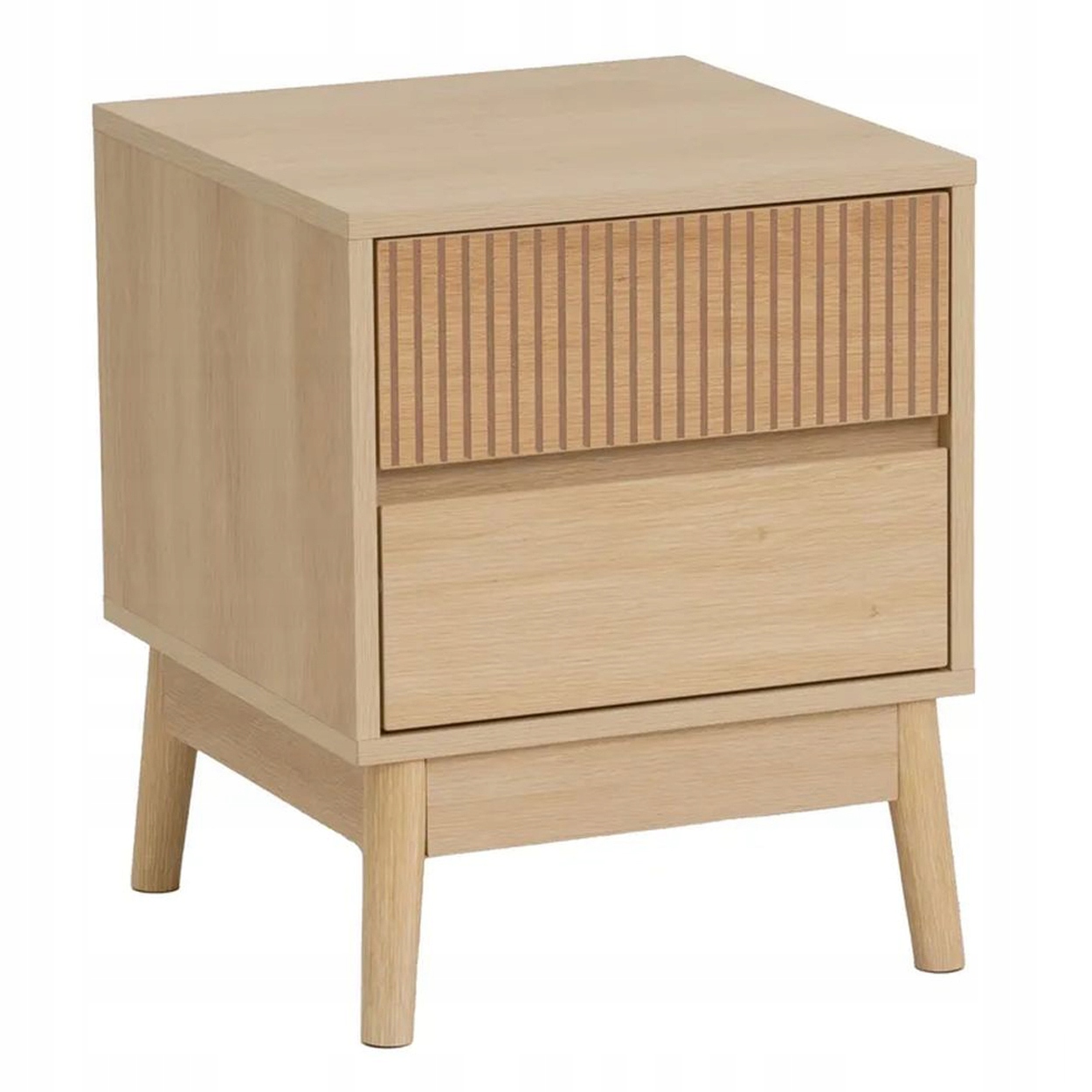 Nočná skrinka s dvoma zásuvkami Naroa 40x39x48 cm škandinávska hnedá borovica