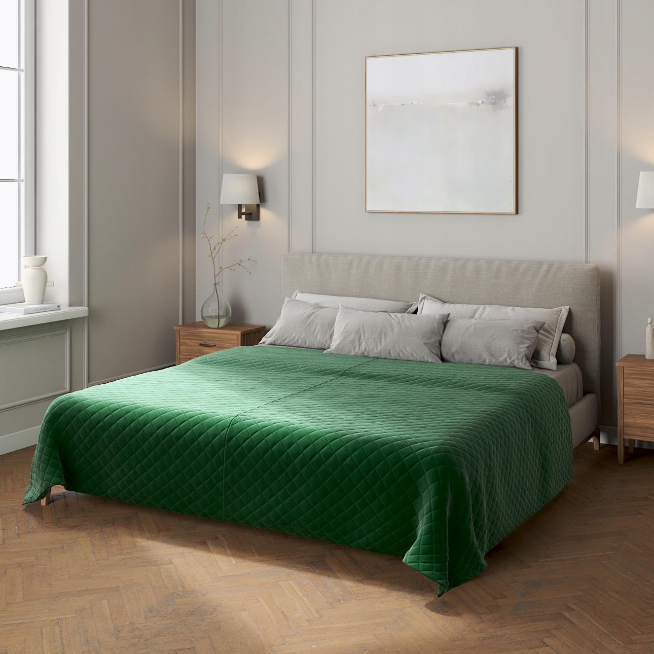 Dekoria Prošívaný přehoz v odstínech zelené barvy