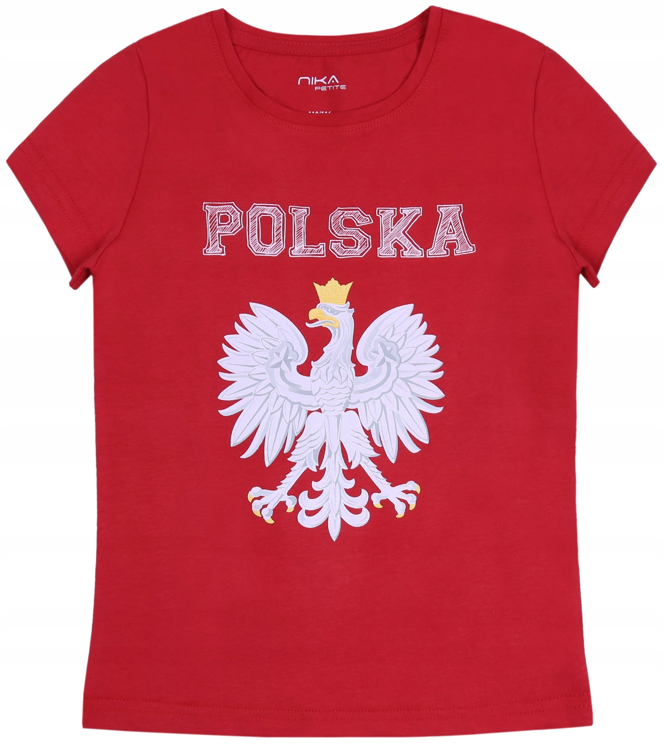 

Czerwony, dziewczęcy t-shirt z orłem Polska
