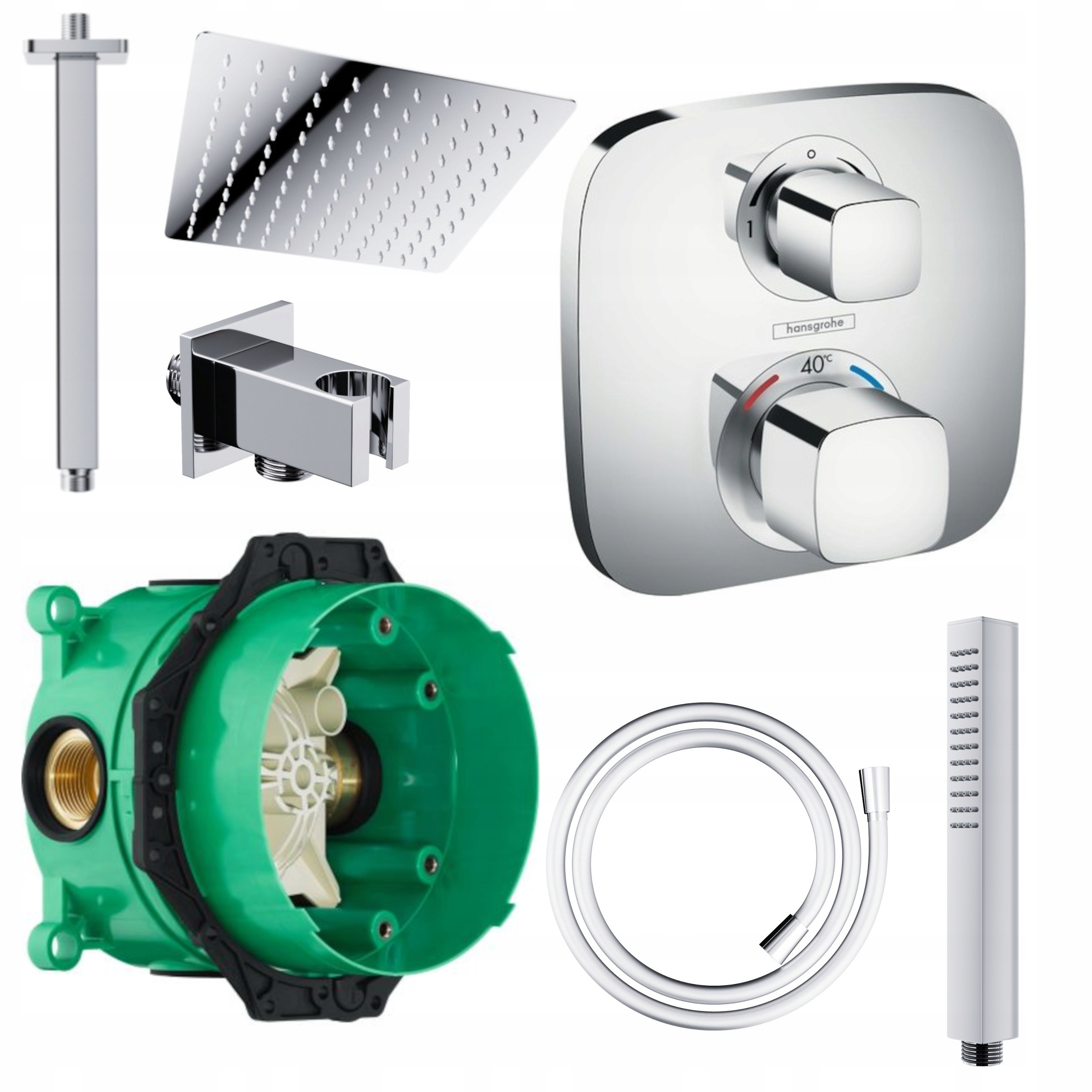 Sprchový Set Podomítkový Stropní Termostat Baterie Hansgrohe 25 CM Hadice