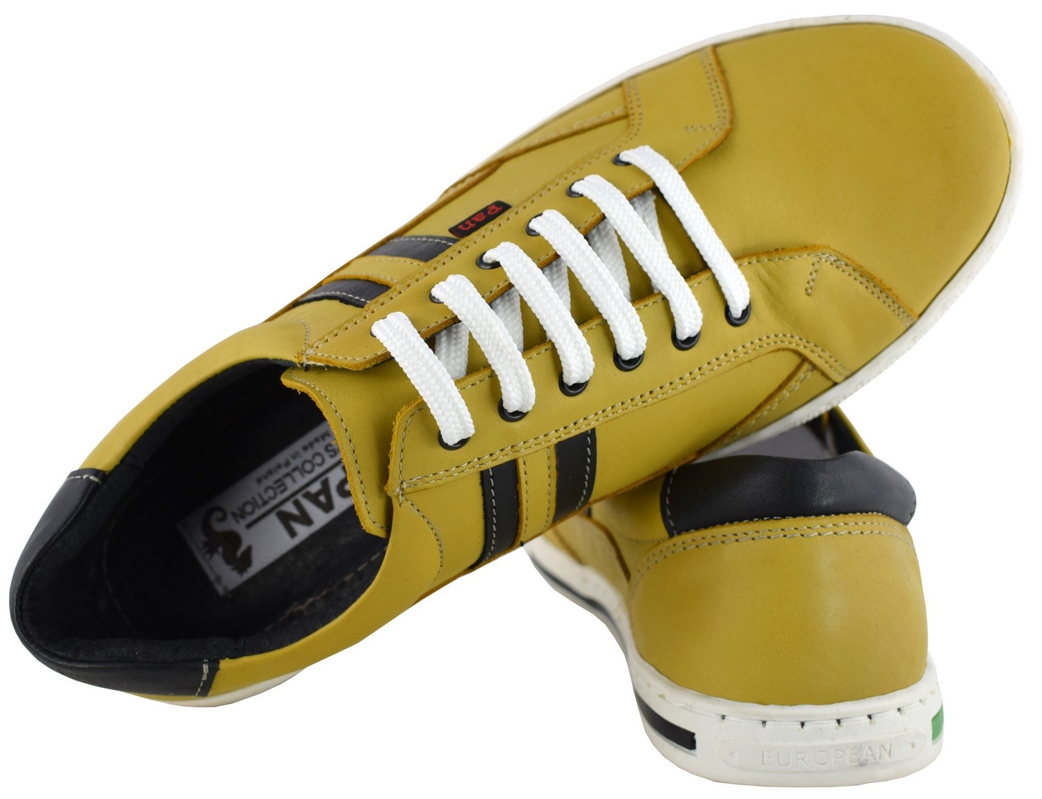 BUTY CASUAL MĘSKIE SKÓRA ŻÓŁTE 45 30 cm PAN 654 Rozmiar 45