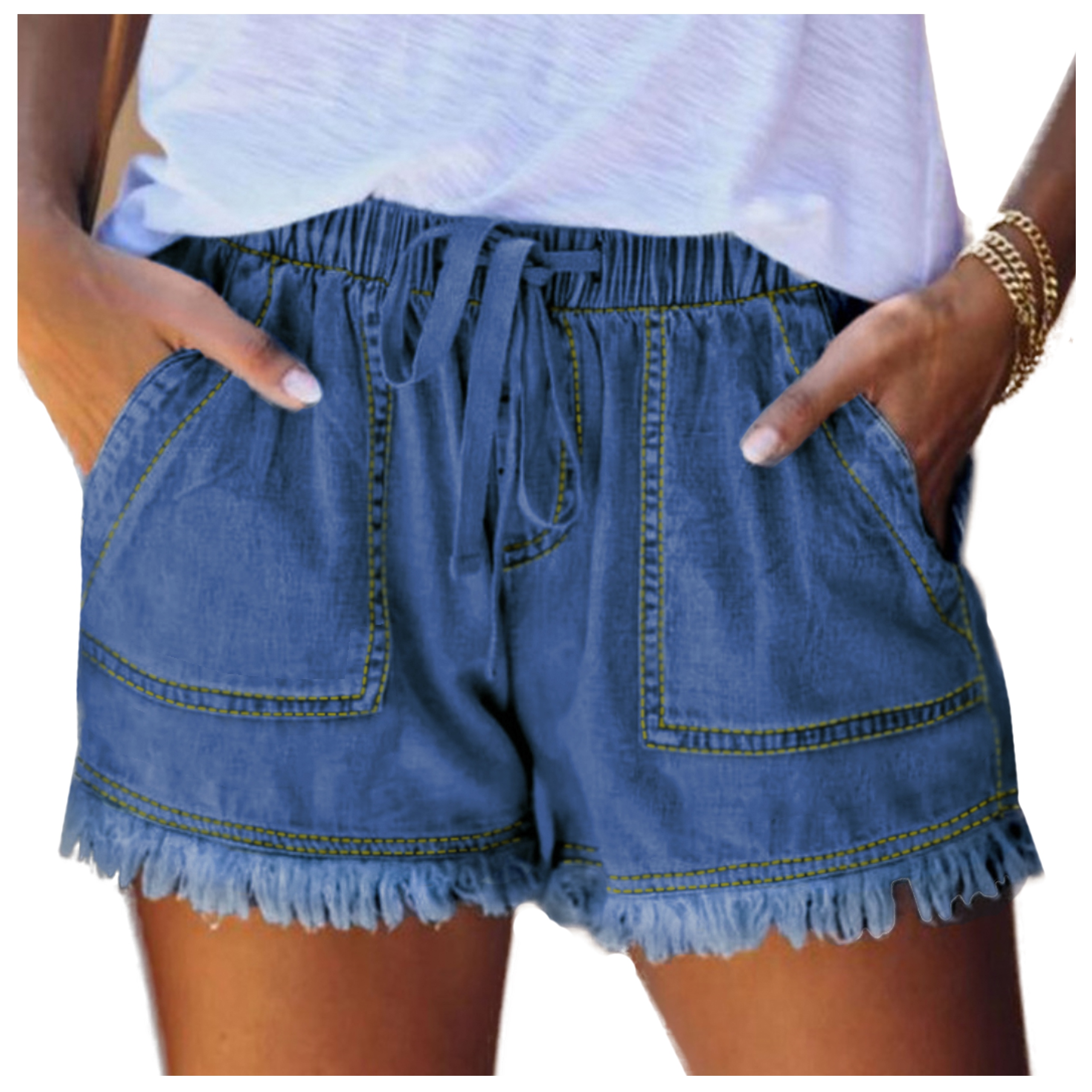 

Krótkie Spodenki luźne szorty Jeansowe kieszenie L