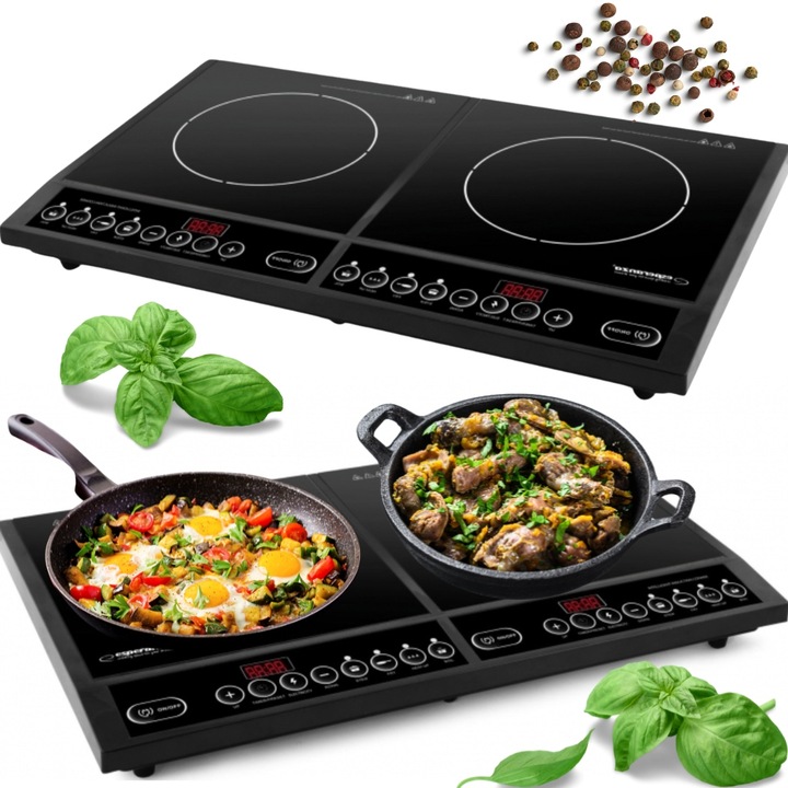 Kuchenka Indukcyjna Płyta Dwupalnikowa Elektryczna Przenośna 8 Trybów Pracy