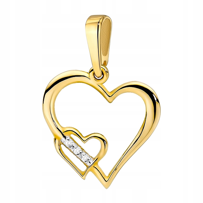 Zlatý Přívěsek Srdce S Briliantem 0,02 ct pr.585