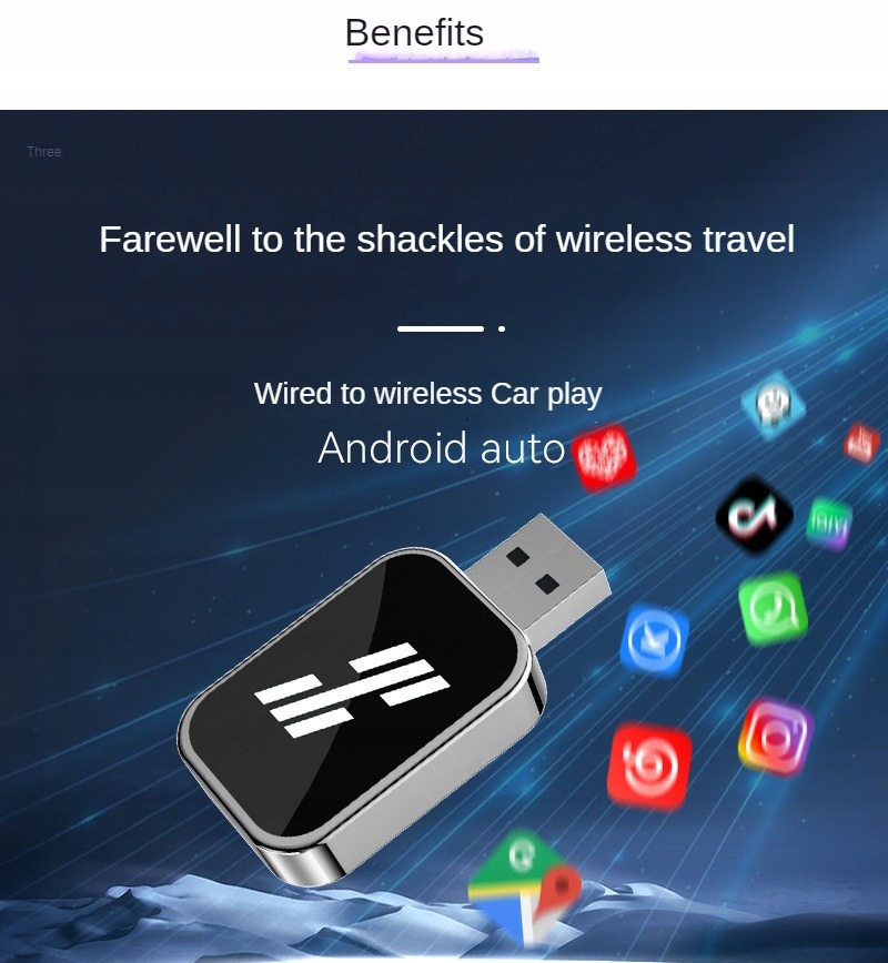 Bezprzewodowy adapter Android Auto CarPlay 2 w 1 Plug and Play Mini Car AI Box Radio radio cyfrowe DAB+