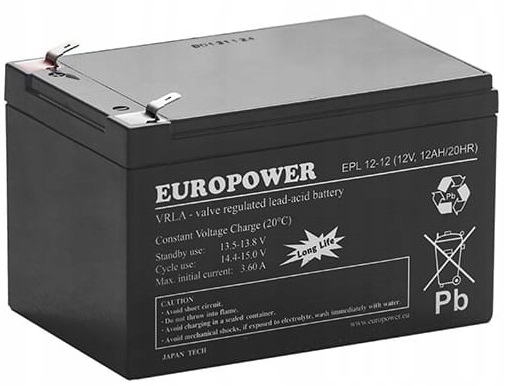 

Europower Epl 12V 12Ah T2 Faston 250 Apc Rbc Ups
