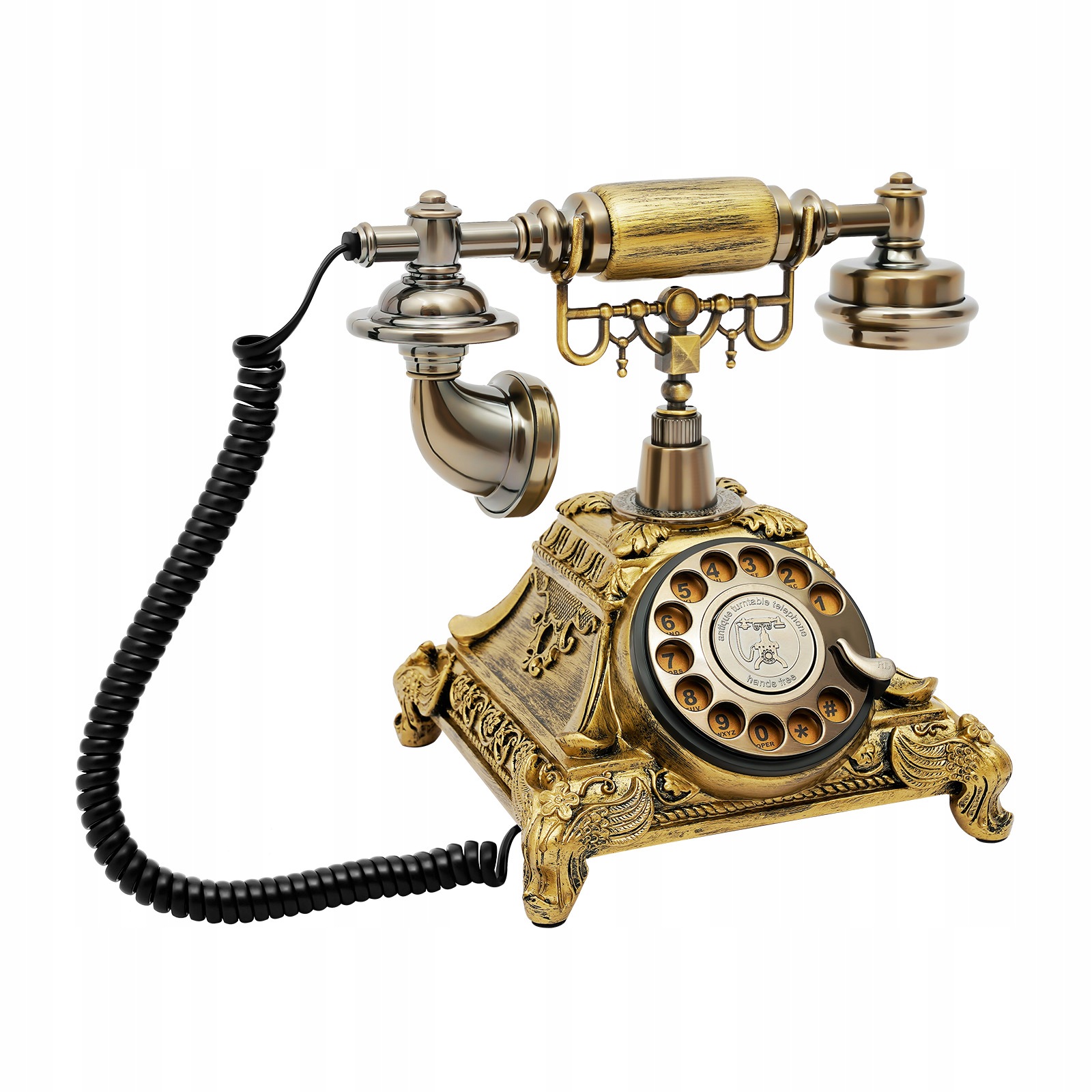 Brąz Retro gramofon telefon Żywica Stop cynku Vintage Obrotowy przewodowy