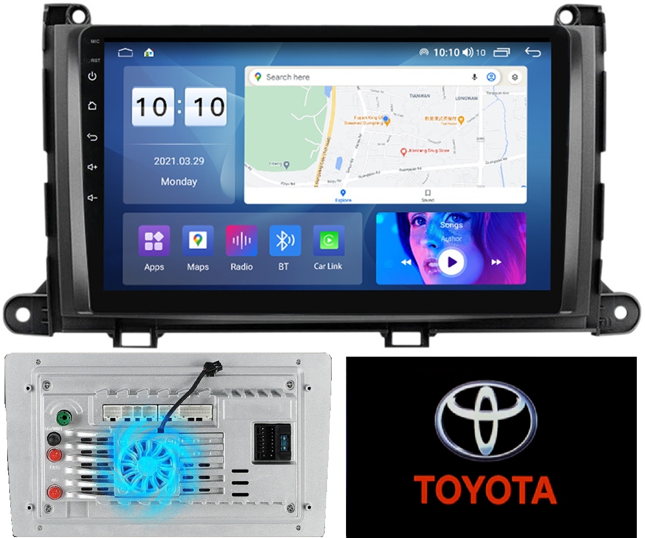 Radio Nawigacja Android Toyota Sienna 2010+ 4G Carplay+ Kamera 8/256GB