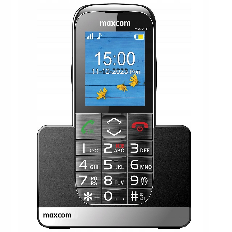 Telefon komórkowy dla seniora Maxcom MM720 Se Stacja ładująca
