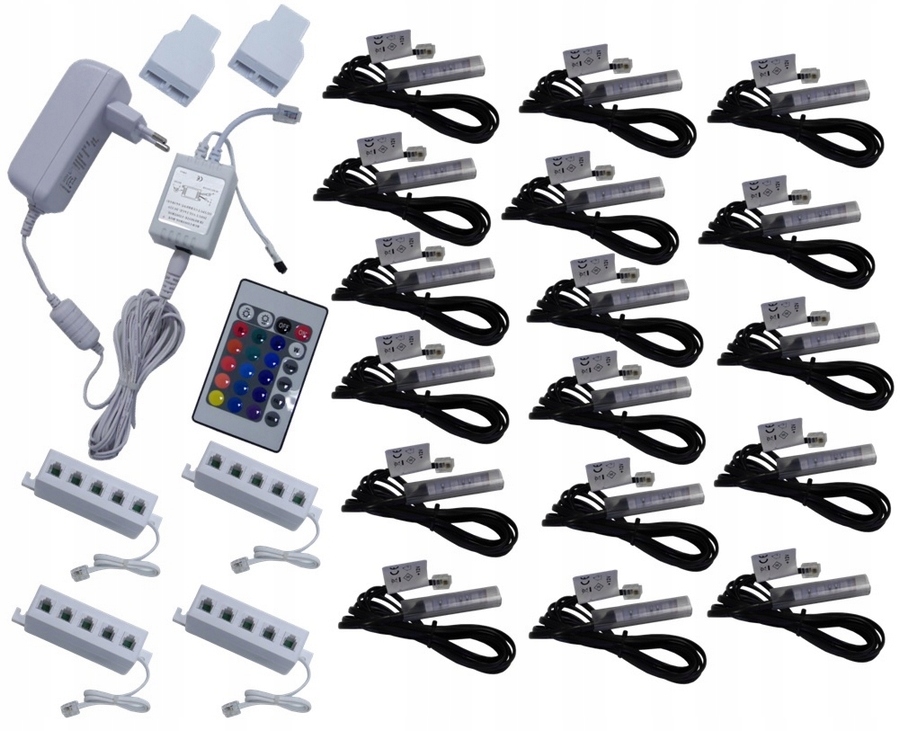 17 x Rgb Led klipy pro polic skla, klip Komplet