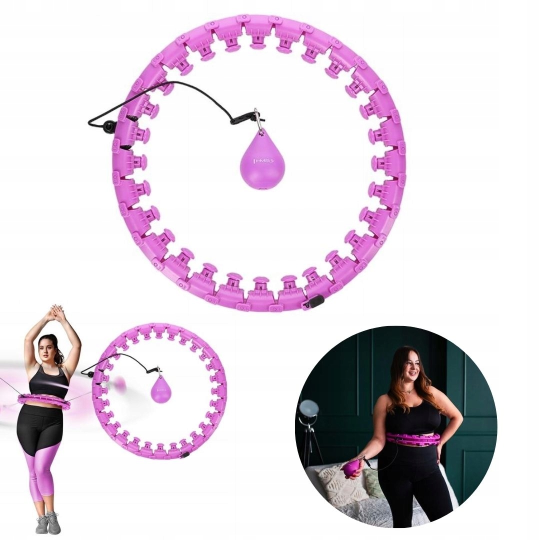 Hula hop odchudzające z wypustkami i obciążnikiem HHW12 plus size różowe