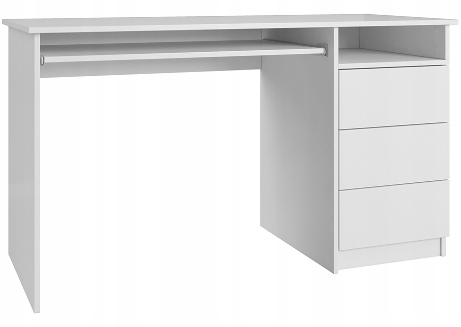 Biurko komputerowe białe 135cm stabilne z szufladami tipon pod laptop