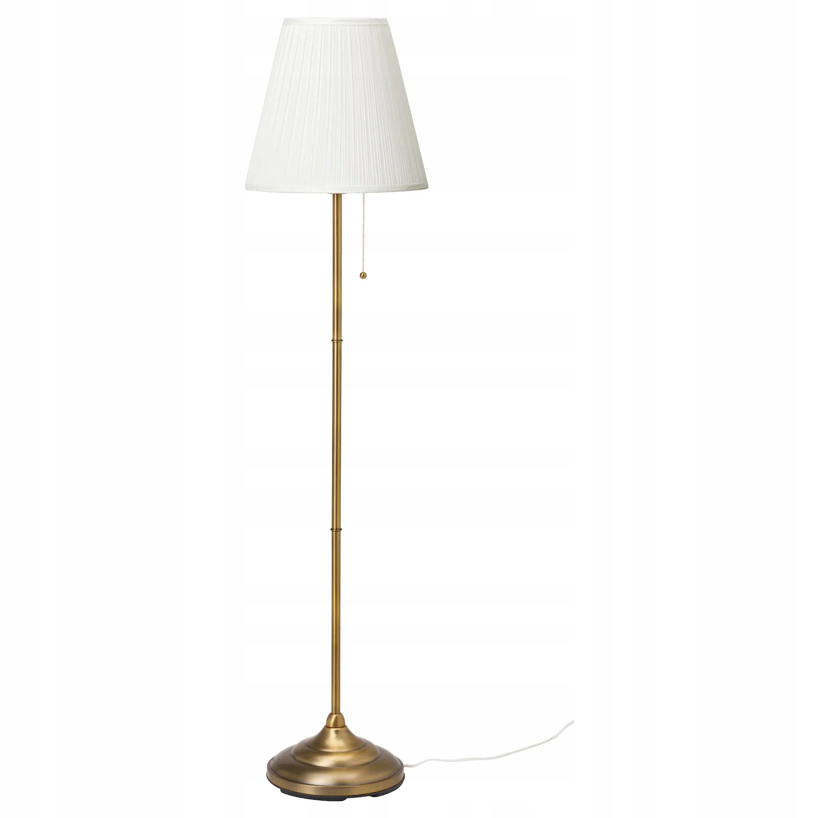 Lampa podłogowa stojąca 155 cm Ikea Arstid mosiądz/biały