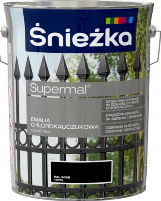 Śnieżka Emalia Chlorokauczuk Czarny Połysk 5L