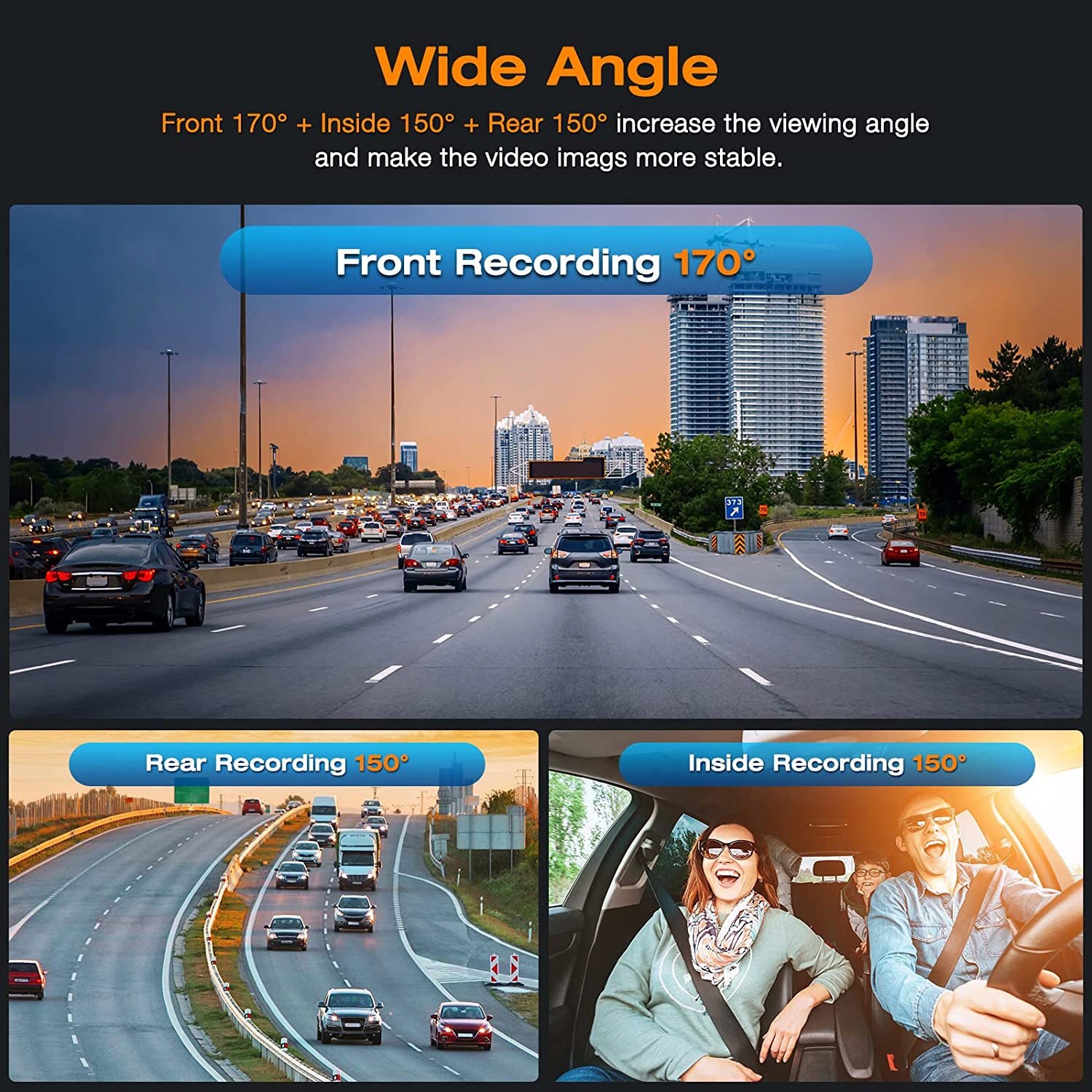 Wideorejestrator J08Pro 3 kamery WiFi GPS Model J08
