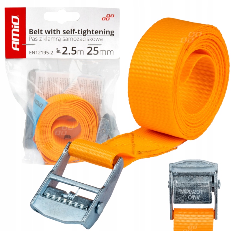 Pas Transportowy Z Klamrą 2,5M x 25MM 250KG Pasy Transportowe Mocujące