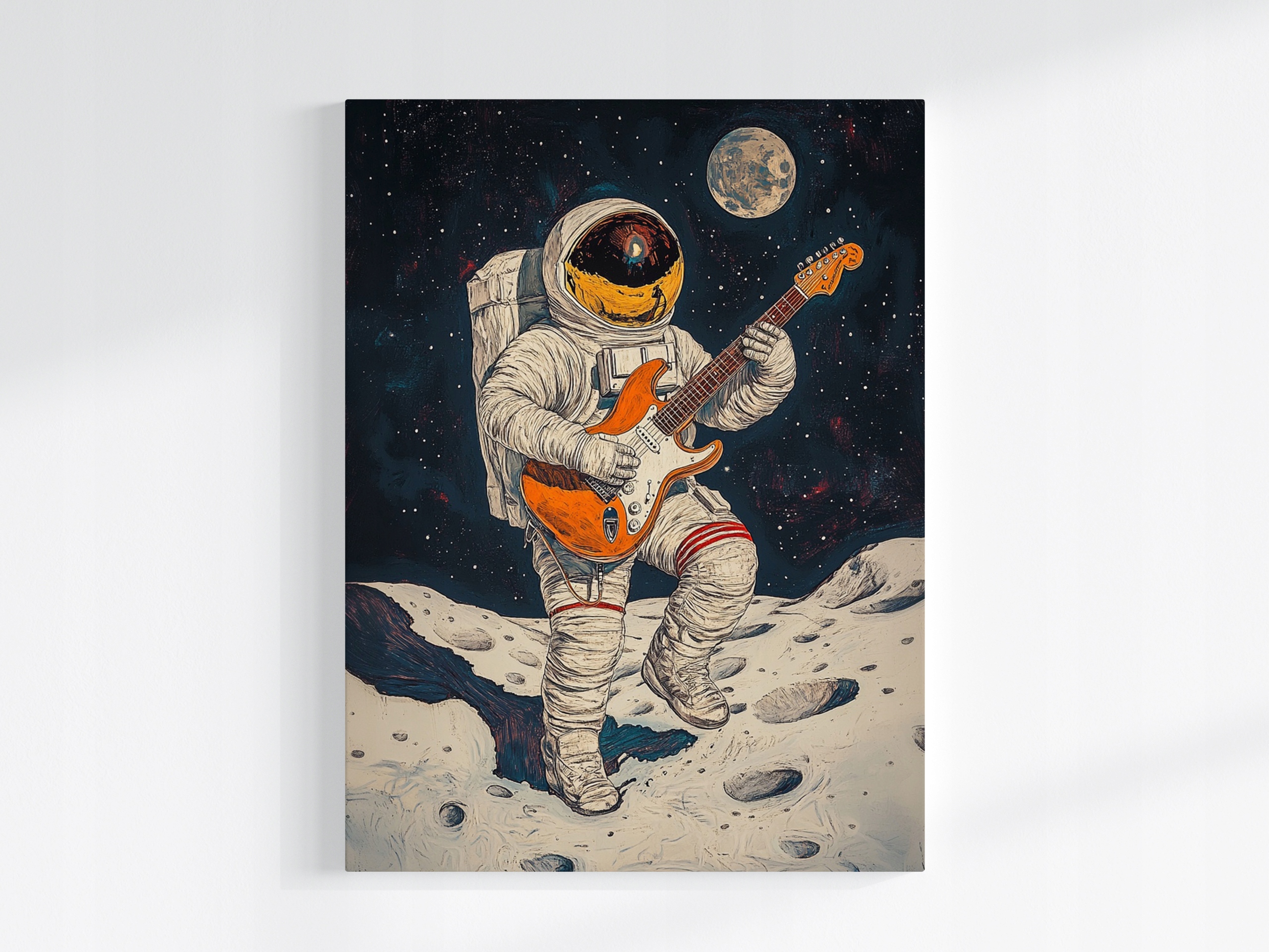 Obraz Na Plátně Canvas Kosmos Astronaut Kytara Rock Planeta Hudba 60x80