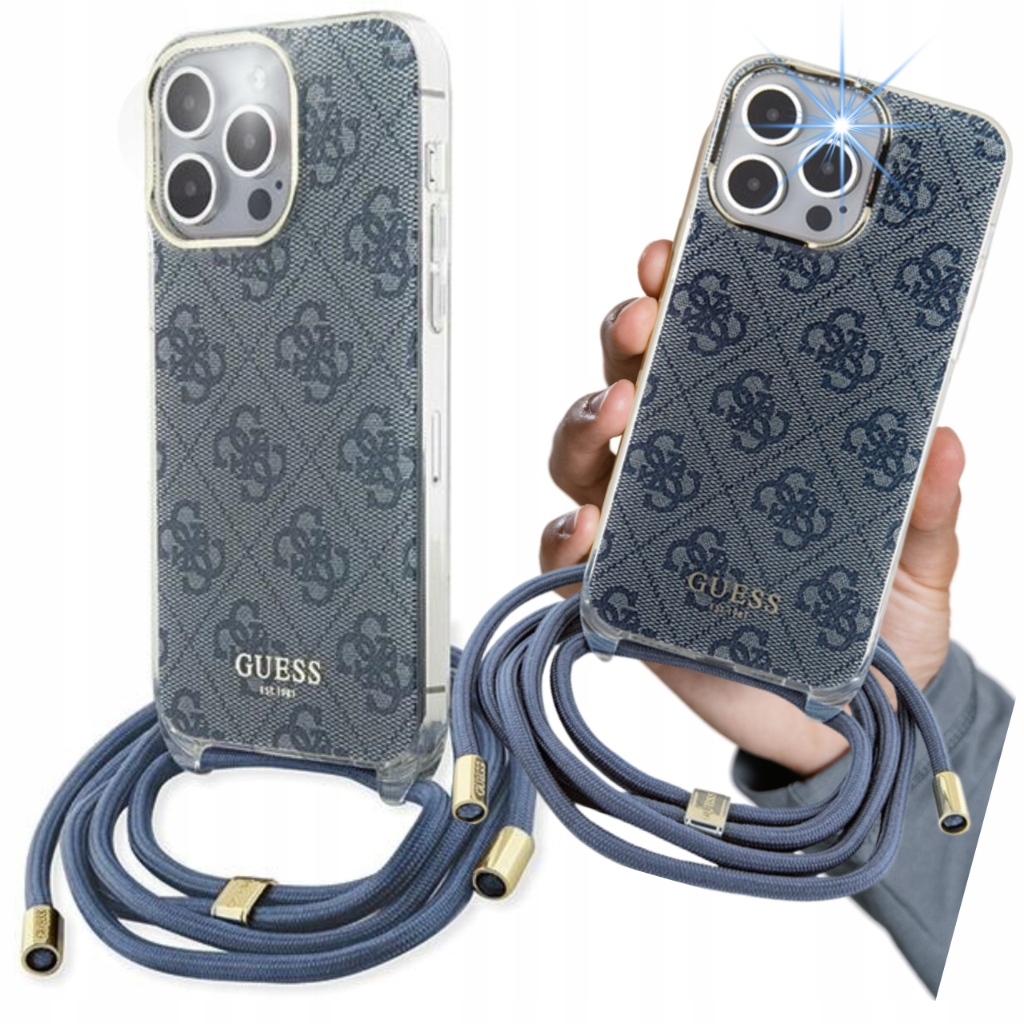 Etui ochronne Guess do iPhone 16 Pro, Modny Case, Miękkie, z Sznurkiem