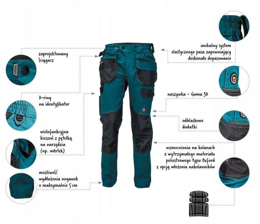 SPODNIE ROBOCZE CERVA DAYBORO MORSKI roz. 52 Model Dayboro