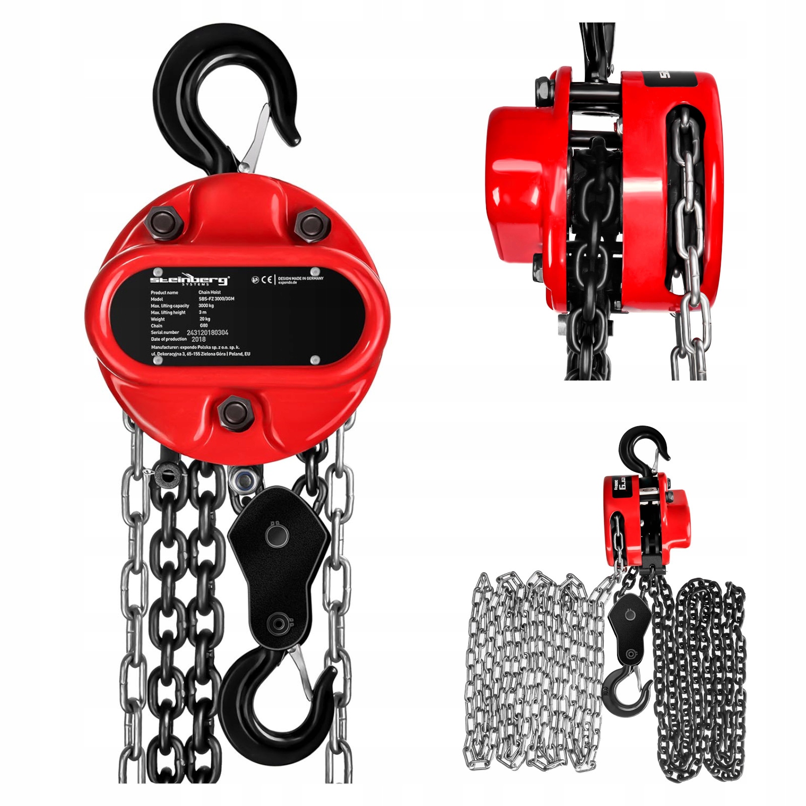 Wciągarka Łańcuchowa Wyciągarka Ręczna 3000 kg 3 m